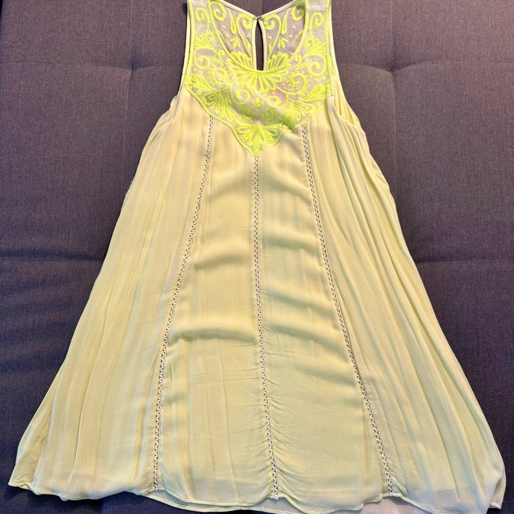 Lilly Pulitzer neon yellow embroidered sun dress, size M